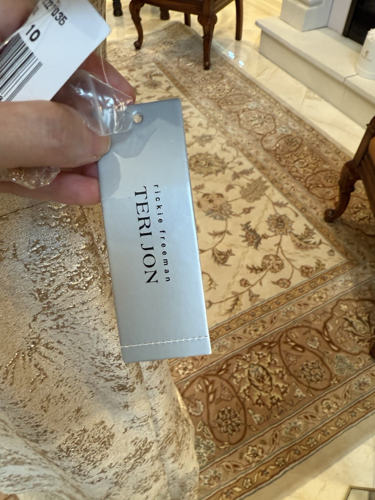 Teri Jon Rickie Freeman gold dress