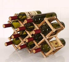 10-Bottle Foldable Wood Wine Rack, Countertop, No Assembly