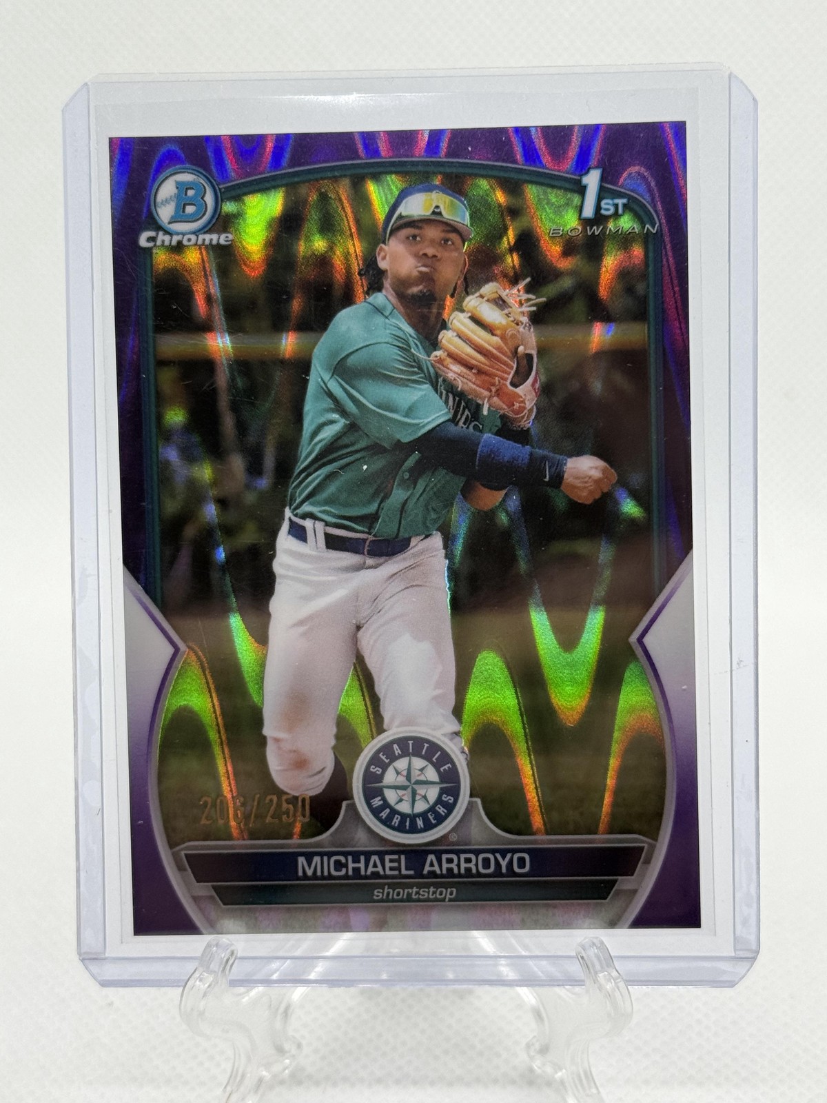 2023 Bowman #BCP-63 Michael Arroyo Chrome Prospects Purple Refractors #/250