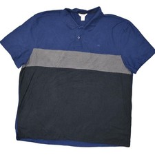 Calvin Klein Men's Size 2XL Blue Cotton Polo Shirt Short Sleeve Striped