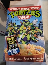 Vtg 1990 TMNT Teenage Mutant Ninja Turtles Ralston Cereal Box Factory Sealed New
