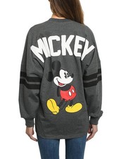 Mickey Mouse Sweatshirt Disney Womens Long Sleeve Oversized Jersey Charcoal Gray