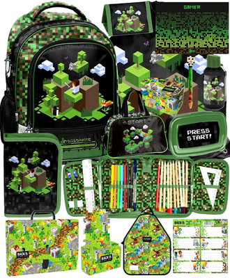 MINECRAFT Schulranzen Set14in1 SCHULRUCKSACK Federmäppchen Turnbeutel PIXEL GAME