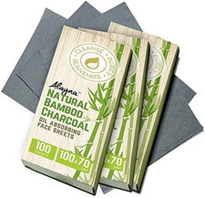  3 PK Oil Blotting Sheets- Natural Bamboo Charcoal Oil Absorbing Tissues- 300 P