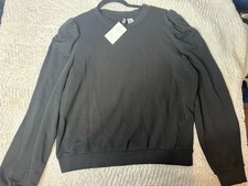 H M Divided Black Sweatshirt Crew Neck Pullover Women's Size M