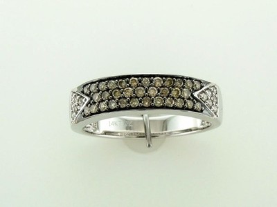LeVian 14K White Gold Band Ring with 0.43 Carat White & Brown Diamonds - Size 5