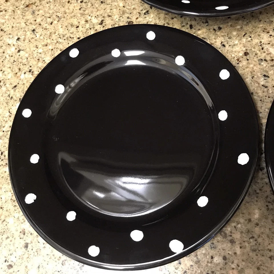 Juego (3) Waechtersbach Alemania Lunares Negro: Tazón de Sopa (1) Platos de Ensalada (2) Foto 4 de 4