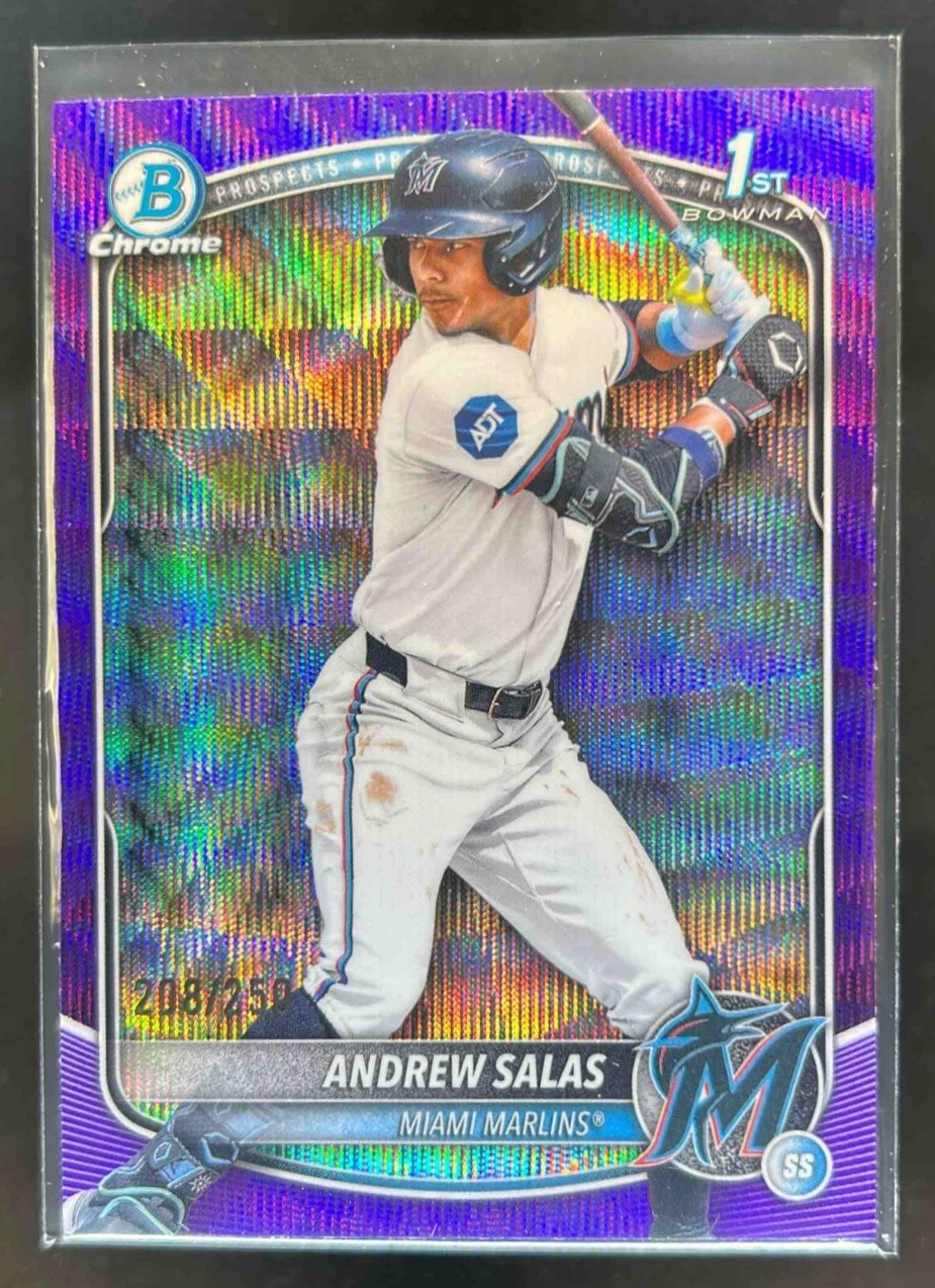 2025 Bowman Chrome Andrew Salas Purple Wave Refractor 1st Prospect #208/250