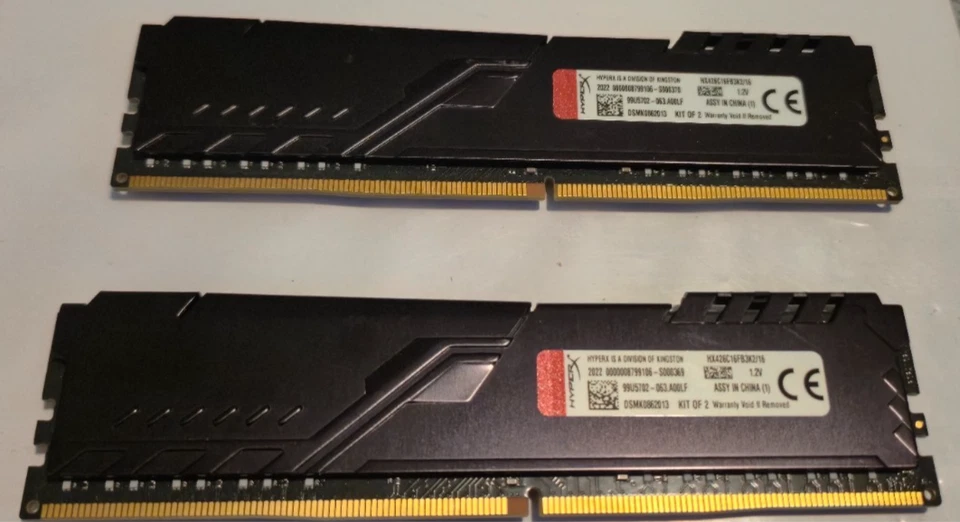 2x 8GB - HyperX Fury HX426C16FB3/8 16GB DDR4-2666 RAM Modules - Used - Working - Image 2 of 4