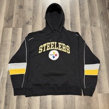 Vintage Starter Pittsburgh Steelers Hoodie Sweatshirt Black Yellow Logo Size L