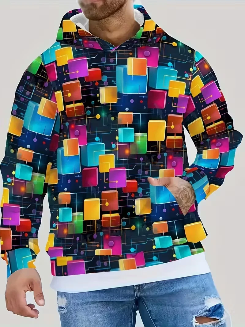 Men's Colorful Sweatshirts Hoodie long sleeve oversized BIG size 2XL