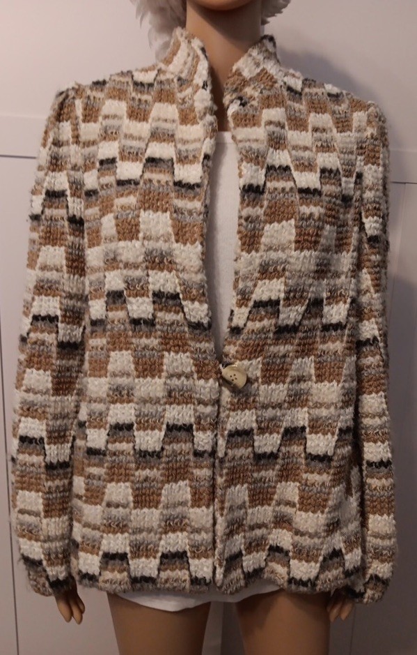 Vintage Mohair Blend Blazer in Gold & Brown - Donnkenny Women’s Size L
