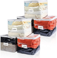 Clear Zippered Storage Bags Plastic Sweater Storage Bags with Zipper 6 Packs Clo