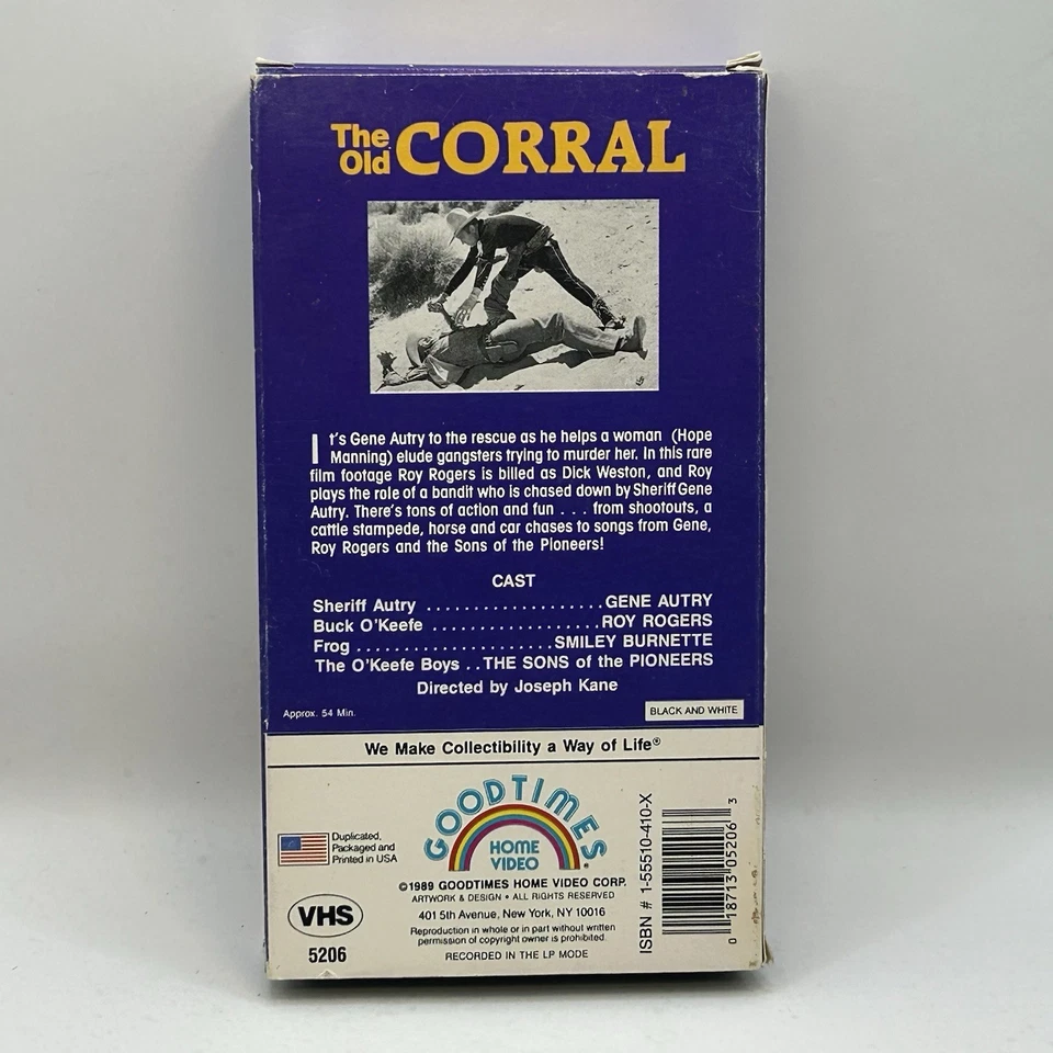 The Old Corral VHS 1989 GoodTimes Home Video Roy Rogers Gene Autry VTG Western - Image 2 of 4