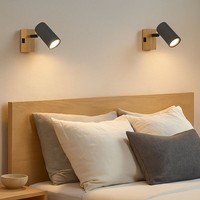 Wandstrahler Wandlampe Spot Beweglich Holzoptik Wohnzimmerlampe H 10 Cm 2Er Set
