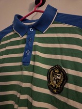Y2K Mecca Polo Shirt Men XL Short Sleeve Striped Hip Hop Streetwear Skate 90s