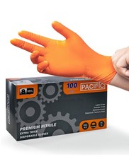 PACIFIC PPE Strength Nitrile Industrial Orange Gloves, 8 Mil, Diamond Texture...