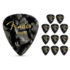 Fender 351 Premium Celluloid Guitar Picks  12-Pack Medium Black Moto Thin