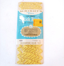 4 x VTG WRIGHTS 86 CANARY YELLOW GOLD METALLIC RICK RACK TRIM 10 YDS