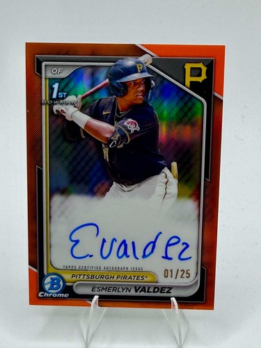 Esmerlyn Valdez [Orange Refractor] #CPA-EV 2024 Bowman Chrome Prospects Autograph card