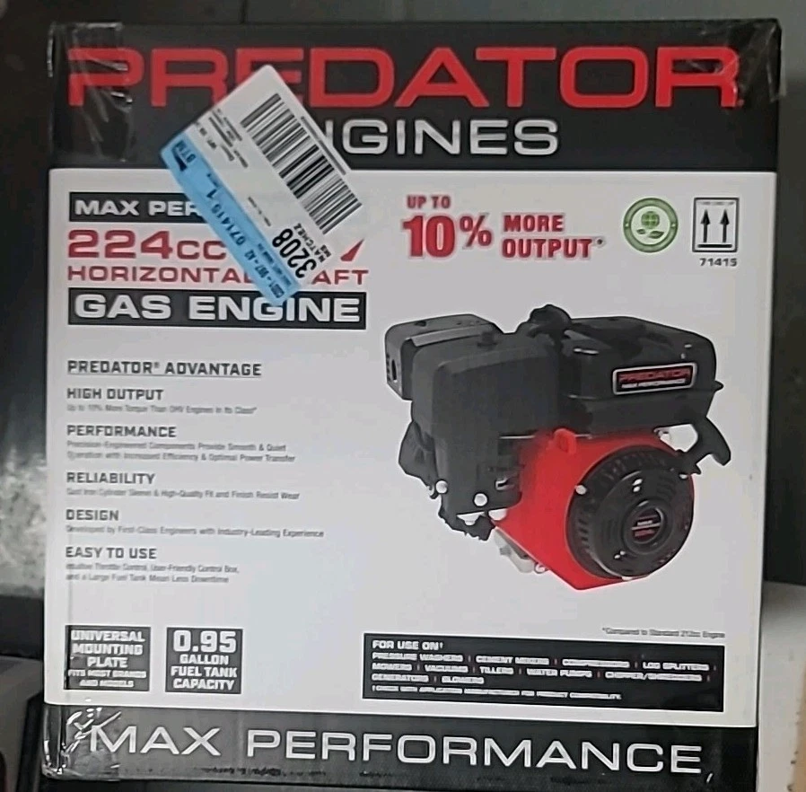 6.6 HP (224cc) Max Performance OHV Horizontal-Shaft Gas Engine, EPA. **SEALED** - Image 3 of 4