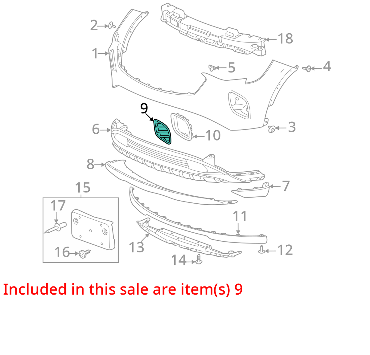 2021-2023 BUICK ENVISION LEFT fog light cover insert bumper LH