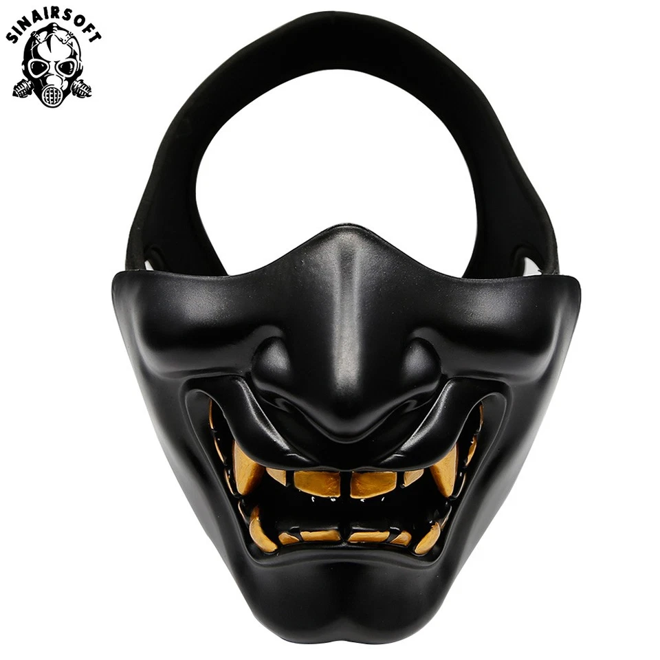 Tactical Mask Half Face Airsoft Cosplay Devil Samurai Halloween Party Outdoor CS - Image 2 of 4