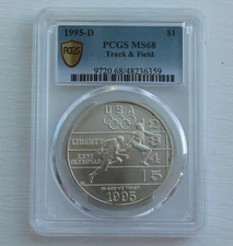 1995-D ATLANTA OLYMPICS TRACK & FIELD COMMEMORATIVE SILVER DOLLAR PCGS MS68