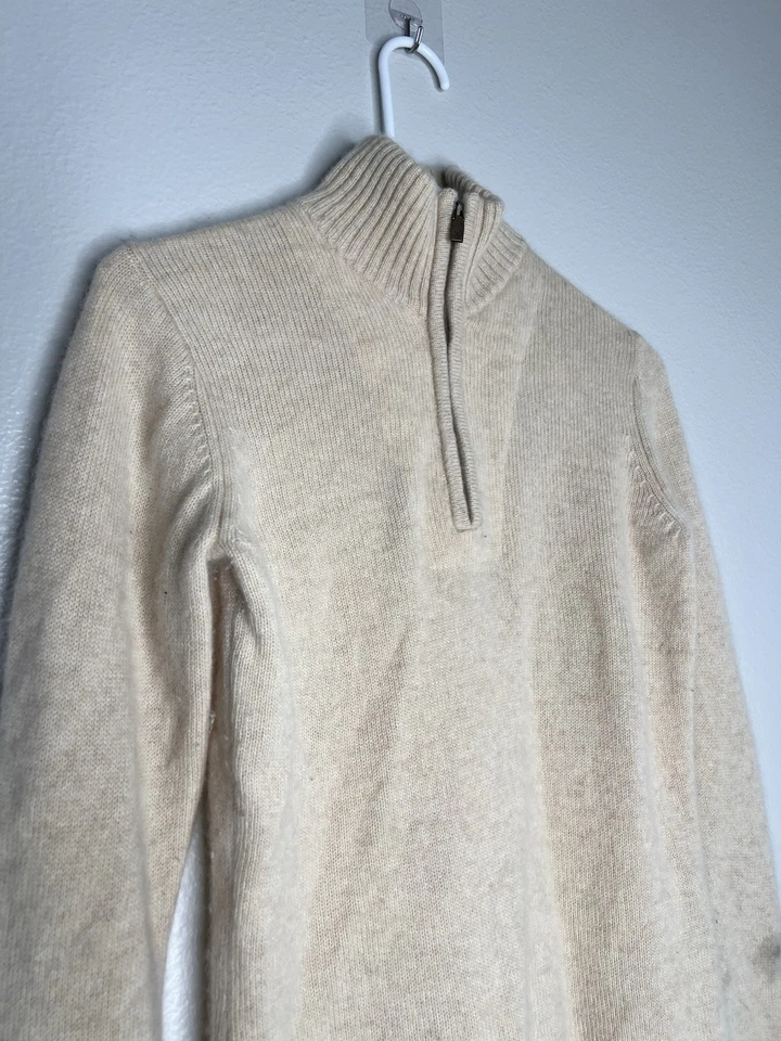 Tommy Bahama Mujer’s 1/4 Cremallera 100% Cachemir Avena Suéter Talla S #6 Foto 4 de 4