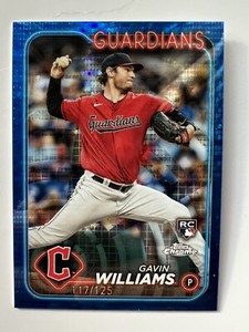 Gavin Williams 2024 Topps Chrome Sonar Blue Refractor 117/125 RC Guardians #15