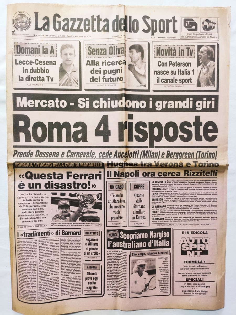 GAZZETTA DELLO SPORT 15 LUGLIO 1987 ANCELOTTI AL MILAN