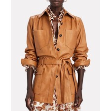 Frame Safari Belted Leather Jacket Size Xs