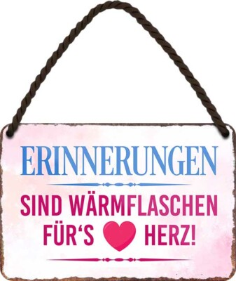  ''Erinnerung Wärmflasche fürs Herz'' 18x12cm Blechschild