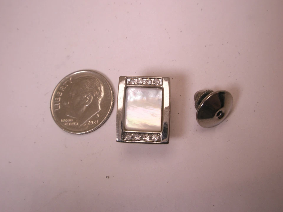 Prendedor de solapa vintage blanco con diseño de madreperla y diamantes de imitación s95 Foto 2 de 4