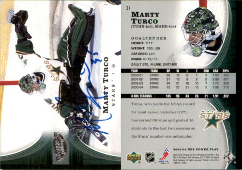 Marty Turco Signed 2005-06 Upper Deck Power Play #31 Card Dallas Stars Auto AU - Picture 1 of 1