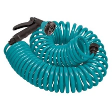 Orbit Coil Garden Hose with Nozzle, Blue, 25ft