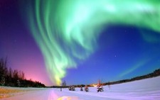 Landscape winter stars aurorae snow night Custom Gaming Mat Desk