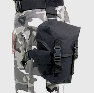 Blackhawk Omega Elite Gas Mask Tactical Nylon Black Pouch, SHOULDER 56GM00BK LEG