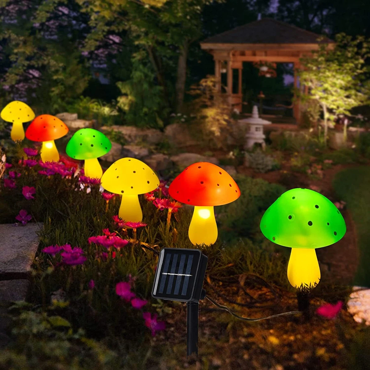 Solar Mushroom Fairy String Lights LED Outdoor Garden Ornament