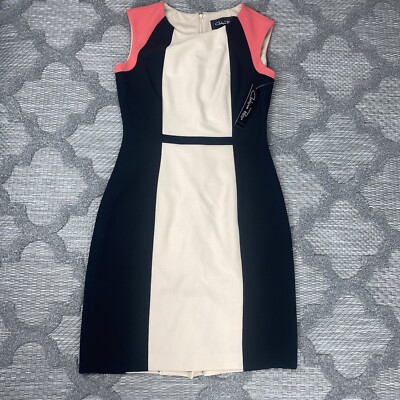 Chelsea Rose Dress Womens Size Color Block Black Pink Cream Bodycon