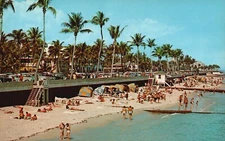 Postcard FL Florida White Sand Sky Blue Waters & Palms Chrome Vintage PC f6315