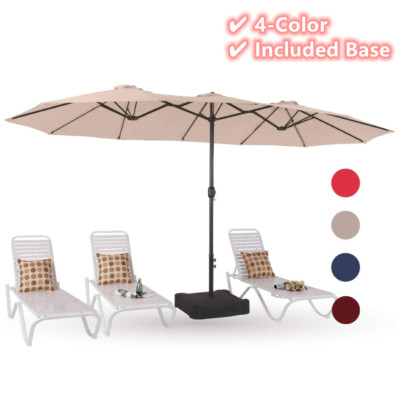 15ft Patio Umbrella Double-Sided Outdoor Market Extra Large Shade Umbrella