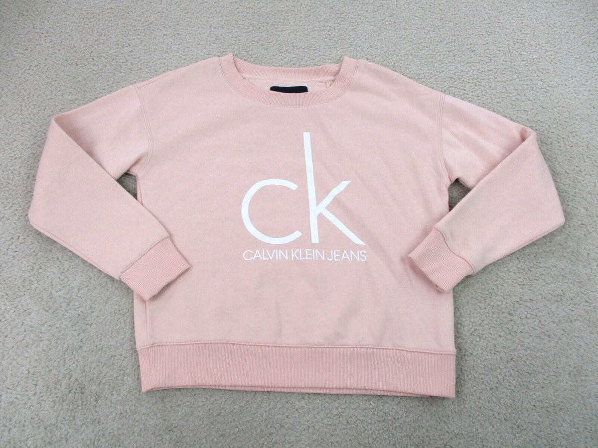 Calvin Klein Sweater Women Small Pink White Outdoor Sweatshirt Preppy  Ladies A4*