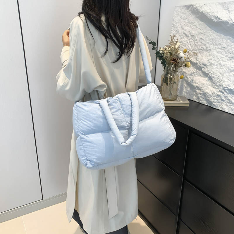 Puffer Tote Bag Large Quilted Satchel Purse Crossbody Bag for Women
