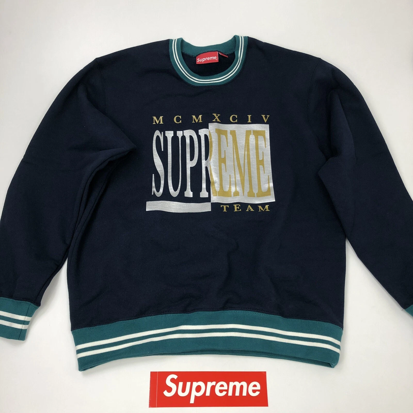 Pull pull bleu marine col rond SUPREME X Team de collection août 2017 TAILLE L 