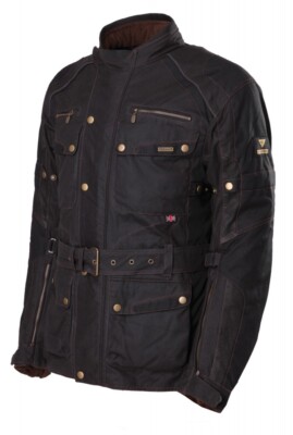 Modeka Glasgow Herren Motorrad Jacke Wachsjacke wasserdicht schwarz