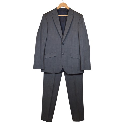 M&S Performance Wool Blend 2 Piece Suit Grey Birdseye Business Men 48R W32 L30.5 - Picture 2 of 24