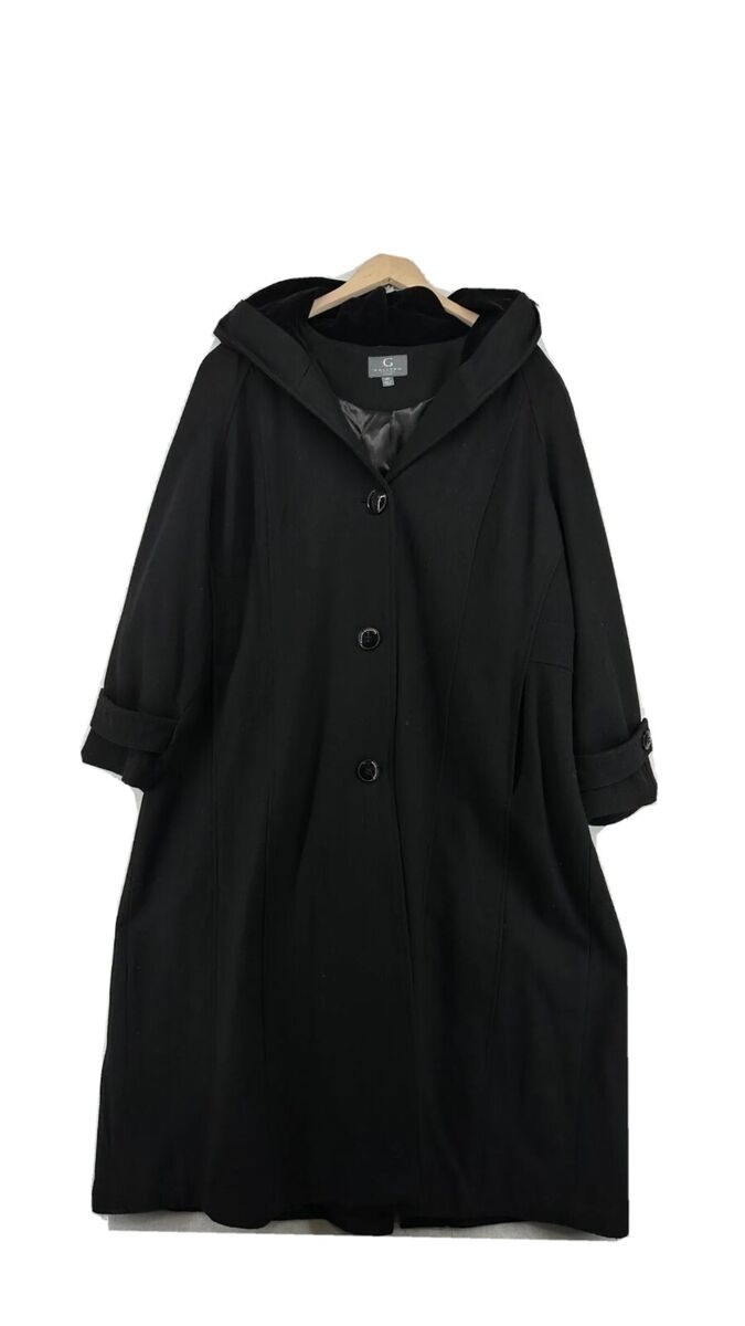 GALLERY NY Coat MIDI Womens 3X Hood lined w velvet Button GALLERY NY Coat MIDI Womens 3X Hood lined w velvet Button