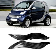 Carbon Fiber Headlight Eyebrow Eyelid Cover Trim For Smart Fortwo W450 2003-2006