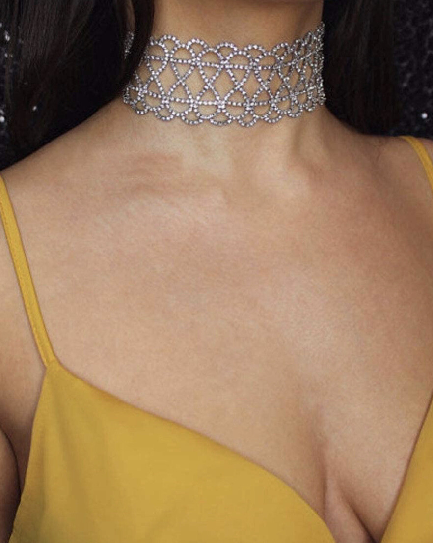 Sparkling crystal rhinestone statement choker col… - image 2